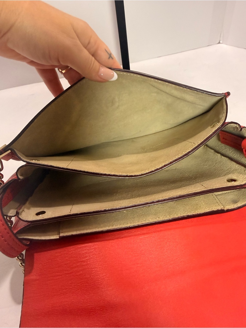Chloé Faye Small Suede & Leather Crossbody Shoulder Bag – Red / Rust - Picture 6 of 12
